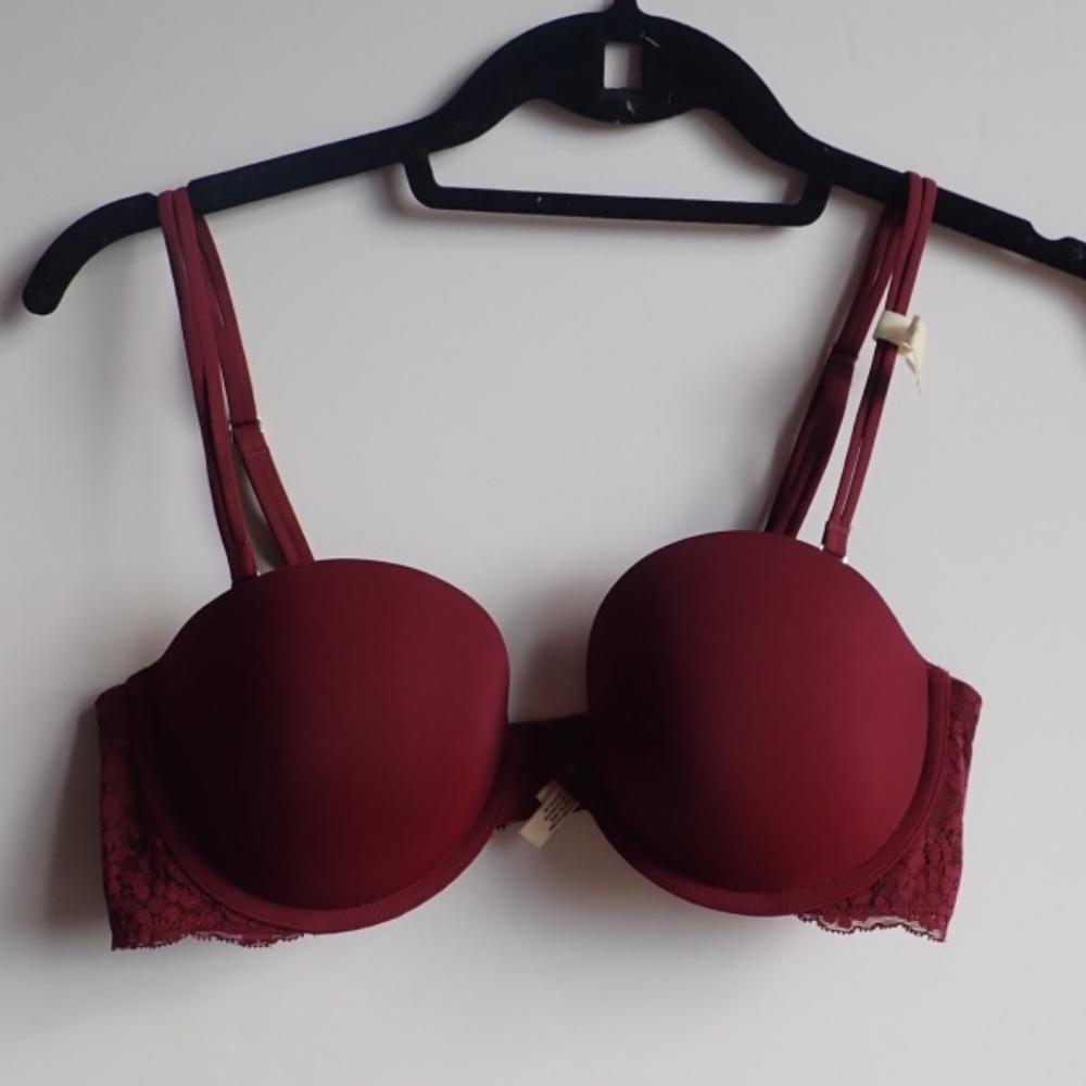 36B Maddie NWOT Burghandy Maroon Bra Strapless Hot